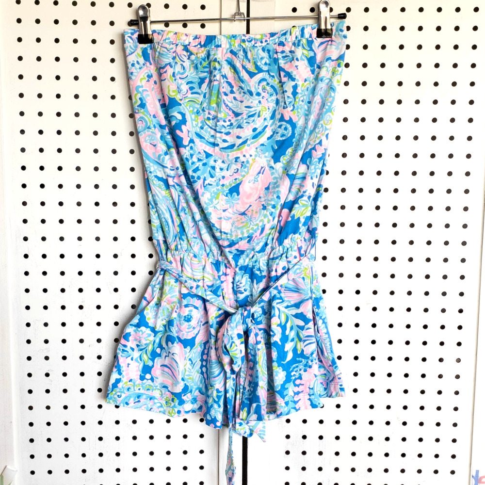 Lilly Pulitzer Ritz Strapless Stretch Tropical‎ Beach Romper Womens SIZE S